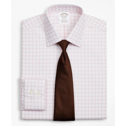 Brooksbrothers Stretch Soho Extra-Slim-Fit Dress Shirt, Non-Iron Twill Ainsley Collar Grid Check