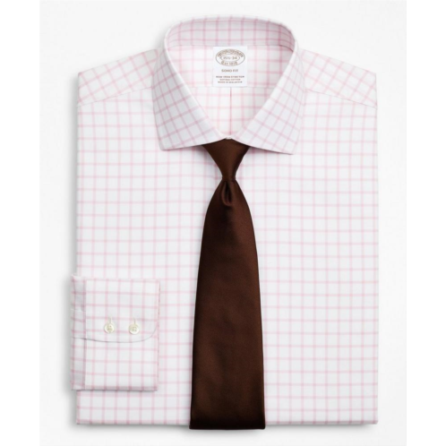 Brooksbrothers Stretch Soho Extra-Slim-Fit Dress Shirt, Non-Iron Twill English Collar Grid Check