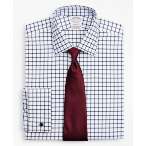 Brooksbrothers Stretch Soho Extra-Slim-Fit Dress Shirt, Non-Iron Twill Ainsley Collar French Cuff Grid Check