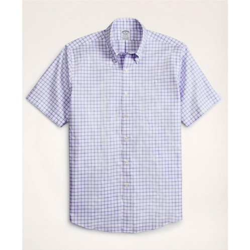 Brooksbrothers Stretch Regent Regular-Fit Dress Shirt, Non-Iron Twill Short-Sleeve Grid Check