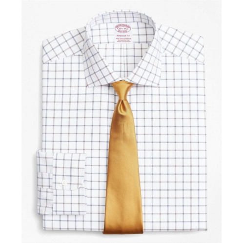 Brooksbrothers Stretch Madison Relaxed-Fit Dress Shirt, Non-Iron Poplin English Collar Double-Grid Check
