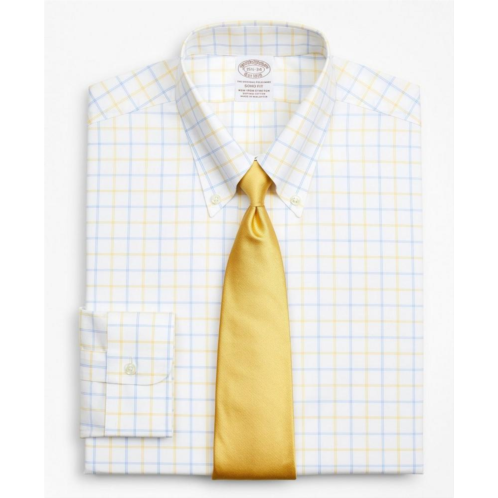 Brooksbrothers Stretch Soho Extra-Slim-Fit Dress Shirt, Non-Iron Poplin Button-Down Collar Double-Grid Check