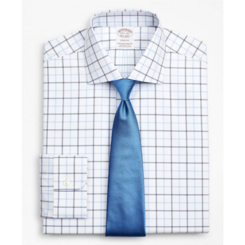 Brooksbrothers Stretch Soho Extra-Slim-Fit Dress Shirt, Non-Iron Poplin English Collar Double-Grid Check