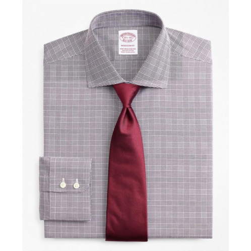 Brooksbrothers Stretch Madison Relaxed-Fit Dress Shirt, Non-Iron Royal Oxford English Collar Glen Plaid
