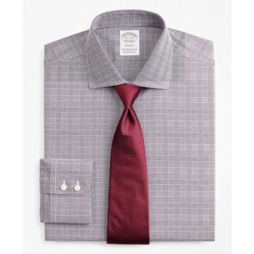 Brooksbrothers Stretch Soho Extra-Slim-Fit Dress Shirt, Non-Iron Royal Oxford English Collar Glen Plaid