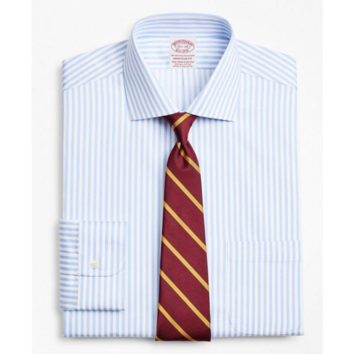 Brooksbrothers Stretch Madison Relaxed-Fit Dress Shirt, Non-Iron Twill English Collar Bold Stripe