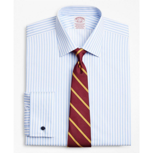 Brooksbrothers Stretch Madison Relaxed-Fit Dress Shirt, Non-Iron Twill Ainsley Collar French Cuff Bold Stripe