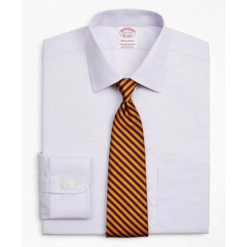 Brooksbrothers Stretch Madison Relaxed-Fit Dress Shirt, Non-Iron Twill Ainsley Collar Micro-Check