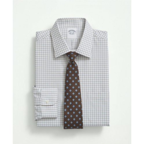 Brooksbrothers Stretch Supima Cotton Non-Iron Poplin Ainsley Collar, Check Dress Shirt