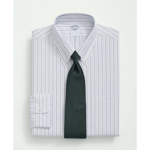 Brooksbrothers Stretch Supima Cotton Non-Iron Poplin Polo Button-Down Collar, Striped Dress Shirt