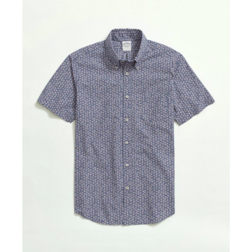 Brooksbrothers Cotton Poplin Button-Down Collar, Floral Print Short-Sleeve Sport Shirt
