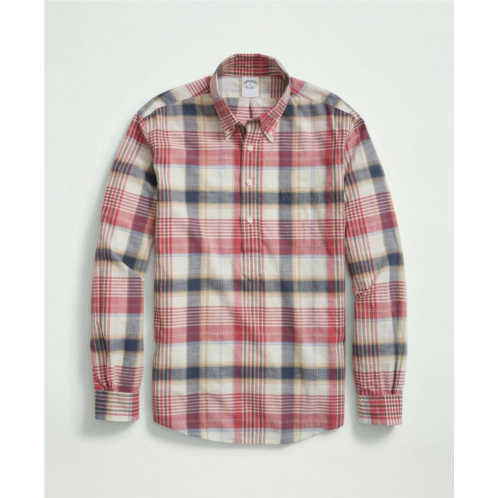 Brooksbrothers Washed Cotton Madras Popover Button-Down Collar Sport Shirt