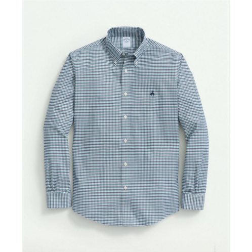Brooksbrothers Stretch Cotton Non-Iron Oxford Polo Button-Down Collar, Mini-Graph Checked Shirt