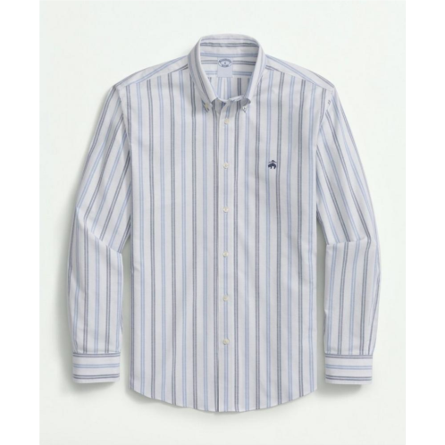 Brooksbrothers Stretch Non-Iron Oxford Polo Button Down Collar, Double Striped Shirt