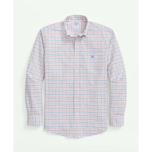 Brooksbrothers Stretch Cotton Non-Iron Oxford Polo Button Down Collar, Double Windowpane Shirt