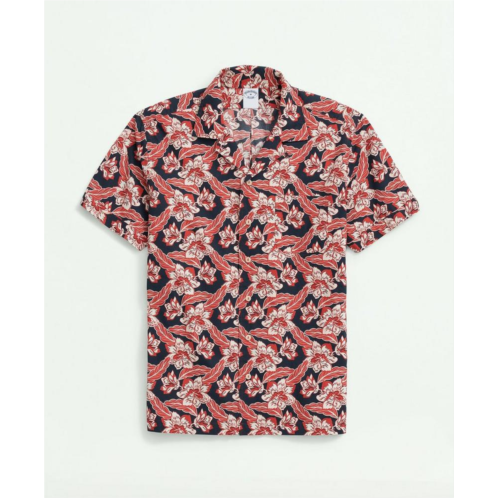 Brooksbrothers Cotton Short Sleeve Camp Collar Shirt In Voyager Print