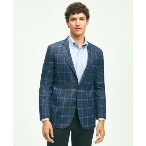 Brooksbrothers Classic Fit Wool Hopsack Plaid Patch Pocket Sport Coat