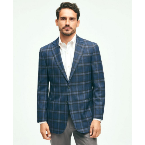 Brooksbrothers Traditional Fit Wool Hopsack Plaid Patch Pocket Sport Coat