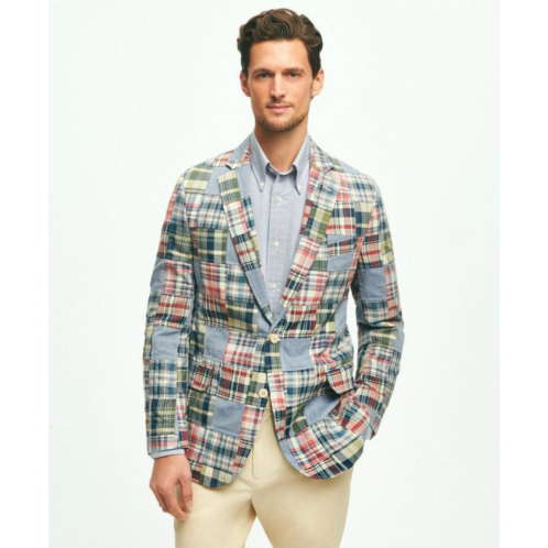 Brooksbrothers Classic Fit Chambray-Madras Patchwork Sport Coat in Cotton