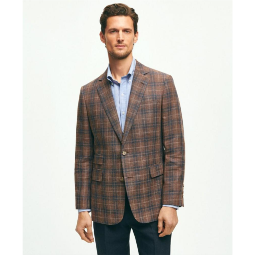 Brooksbrothers Classic Fit Plaid Hopsack Sport Coat In Linen-Wool Blend