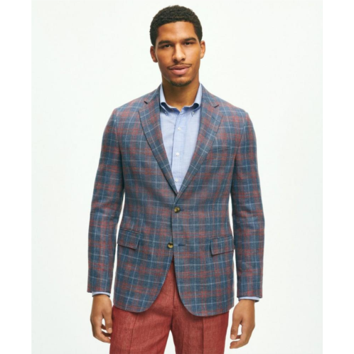 Brooksbrothers Classic Fit 1818 Plaid Hopsack Sport Coat In Linen-Wool Blend