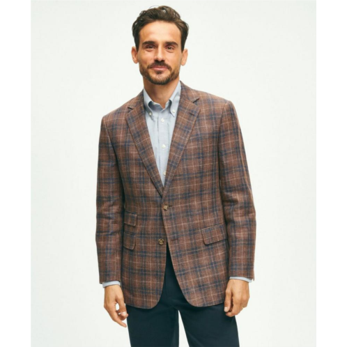 Brooksbrothers Traditional Fit Plaid Hopsack Sport Coat in Linen-Wool Blend