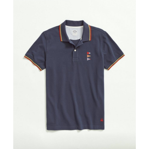 Brooksbrothers Cotton Slim-Fit Embroidered Nautical Flag Polo Shirt
