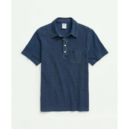 Brooksbrothers Vintage Pique Indigo Short-Sleeve Polo Shirt