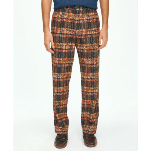 Brooksbrothers Cotton Madras Pants In Slub Overprint Pattern