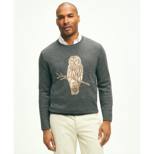 Brooksbrothers Merino Wool Cashmere Owl Intarsia Sweater