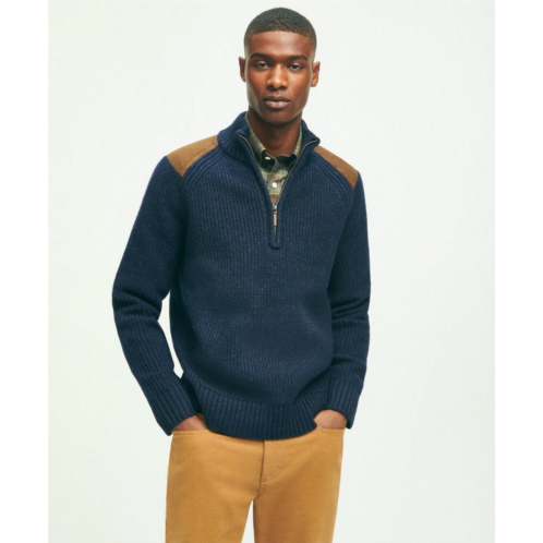 Brooksbrothers Lambswool Ribbed Half-Zip Military Sweater
