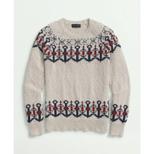 Brooksbrothers Vintage-Inspired Anchor Sweater In Cotton-Linen Blend