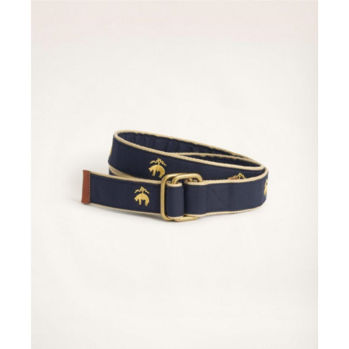 Brooksbrothers Embroidered Leather Tab D-Ring Belt