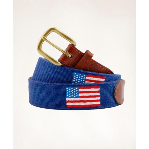 Brooksbrothers Smathers & Branson Leather Needlepoint American Flag Belt