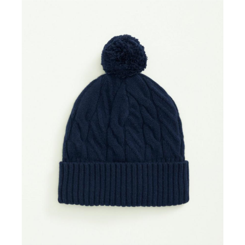Brooksbrothers Merino Wool and Cashmere Blend Cable Knit Pom Beanie