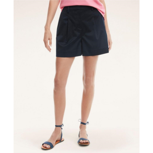 Brooksbrothers Cotton High-Waisted Pleated Shorts
