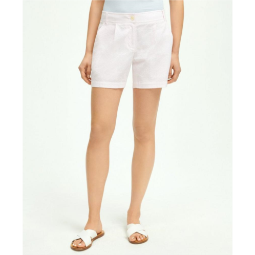 Brooksbrothers Stretch Cotton Pleated Seersucker Shorts
