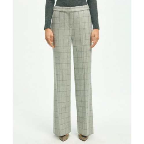 Brooksbrothers Merino Wool Cashmere Blend Flannel Windowpane Trousers