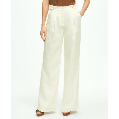 Brooksbrothers Pleated Wide-Leg Linen Trousers