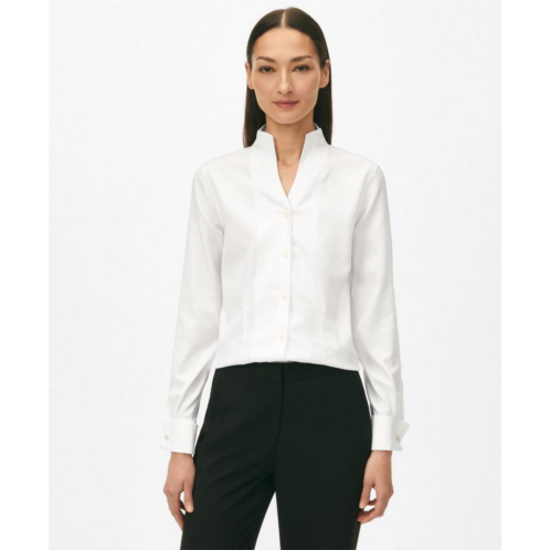 Brooksbrothers Fitted Funnel Neck Shirt in Non-Iron Royal Oxford Cotton