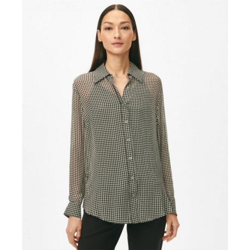 Brooksbrothers Relaxed Houndstooth Blouse in Chiffon with Removable Camisole