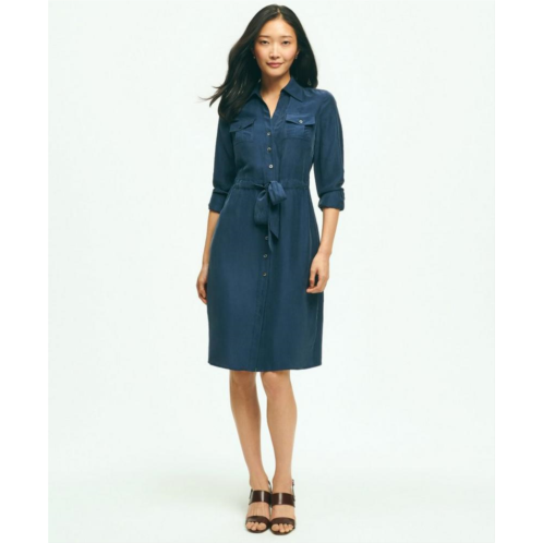 Brooksbrothers Relaxed Silk Utility Shirt Dress