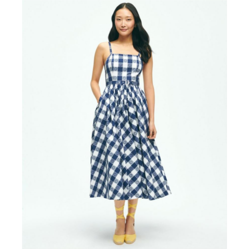 Brooksbrothers Gingham Jacquard Fit-And-Flare Dress In Cotton