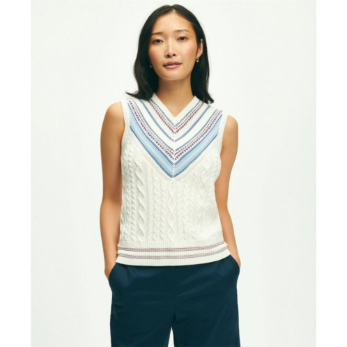 Brooksbrothers V-Neck Sleeveless Tennis Sweater In Supima Cotton
