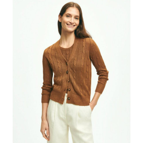 Brooksbrothers Cable Knit Cardigan In Linen