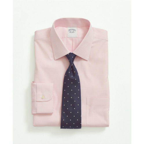 Brooksbrothers Big & Tall Stretch Supima Cotton Non-Iron Pinpoint Oxford Ainsley Collar, Gingham Dress Shirt