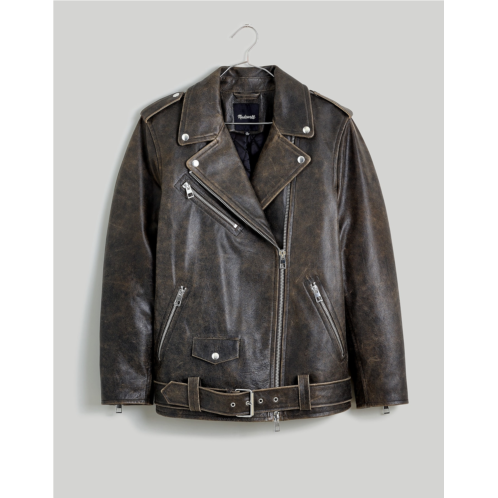 Madewell Distressed Leather Oversized Motorcycle Jacket