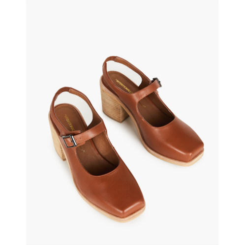 Madewell Intentionally Blank Leather Office Mary Jane Slingbacks in Cognac