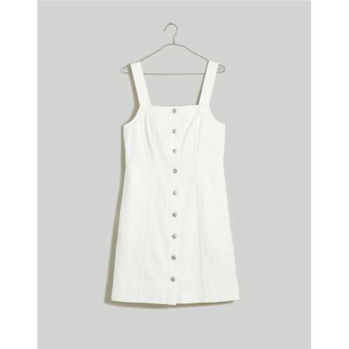 Madewell Denim Square-Neck Sleeveless Mini Dress in Tile White