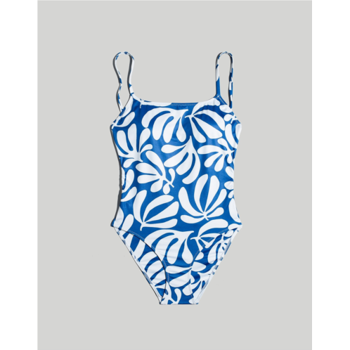 Madewell Solid & Striped Gabby One-Piece Swimsuit in Leaf Print